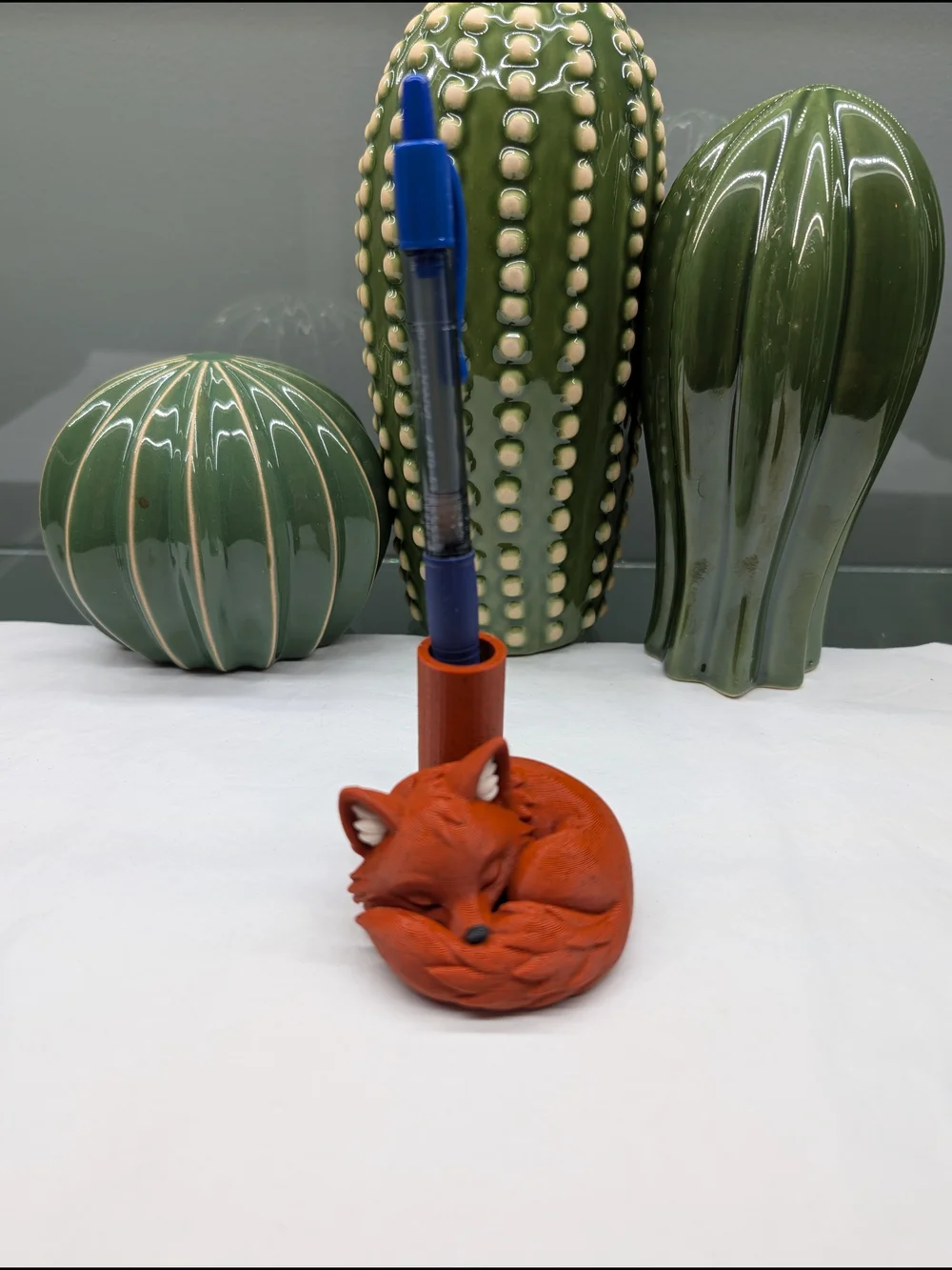 3D Printed Fox Pen Holder/Desk Accessory in Orange